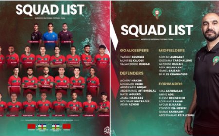 الركراكي يعلن قائمة المنتخب المغربي المستدعاة لمواجهتي أفريقيا الوسطى